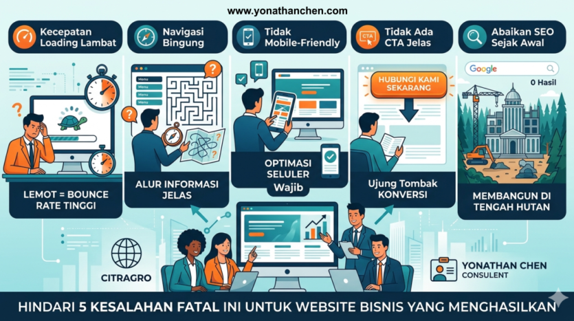 5 Kesalahan Fatal Pemilik Bisnis Saat Membangun Website Perusahaan - yonathan chen konsultan bisnis dan properti surabaya