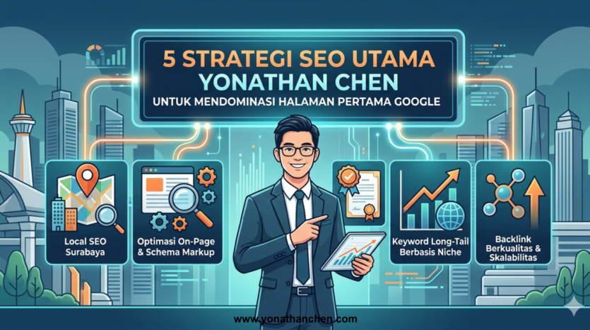 5 Strategi SEO Utama Yonathan Chen - Cara Mendominasi Halaman Pertama Google - yonathan chen konsultan bisnis dan properti surabaya sidoarjo