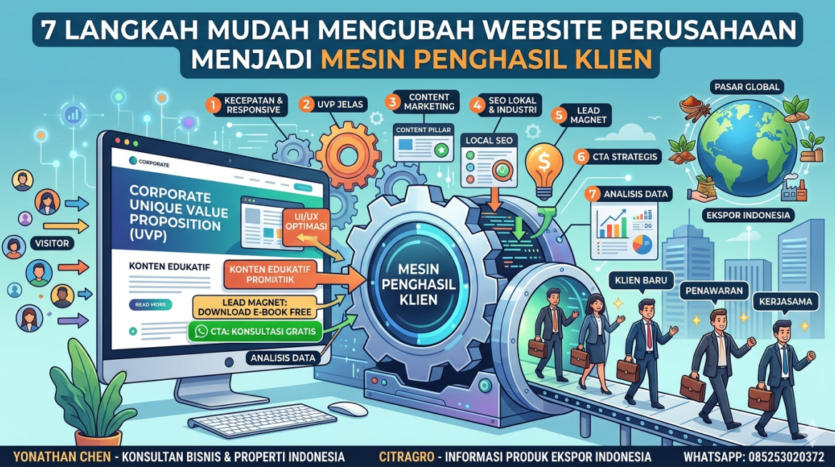 7 Langkah Mudah Mengubah Website Perusahaan Menjadi Mesin Penghasil Klien - yonathan chen konsultan bisnis dan properti surabaya